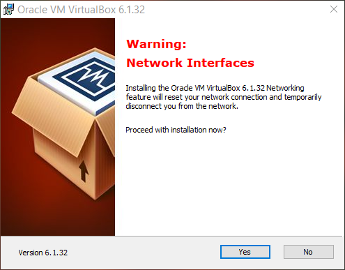 Installer network interface warning